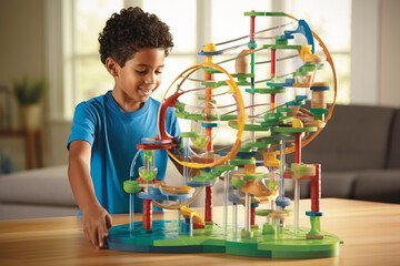 Sticker - A gravity-defying marble run toy with twists, turns, and loops, providing hours of mesmerizing entertainment for inquisitive young minds.