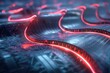© CHONCHANOK PHOTO - Network background images concept wave blue and red beautiful and line network communication transportation background technology futuristic