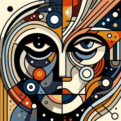 modern geometric human face abstract art