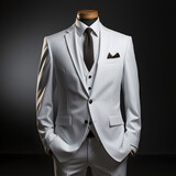 Fototapeta Kosmos - Elegant White Men's Formal Suit Isolated on Black Background