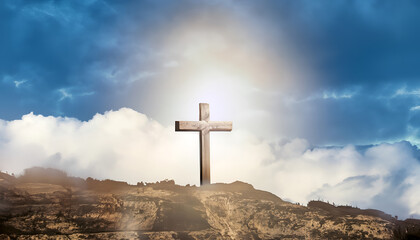 Wall Mural - cross on the hill wallpaper background