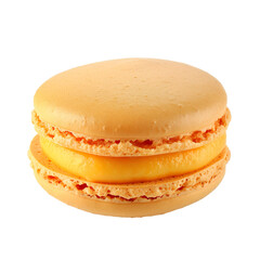 Wall Mural - Front view of a single mango macaroon isolated on a white transparent background