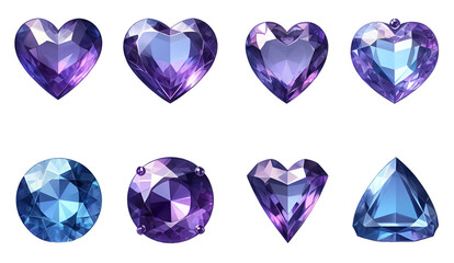 set of gem diamond on white background