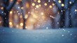 Illuminated Winter Wonderland: Snowy Blurred Bokeh Background Image