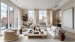 White Furnished Living Room