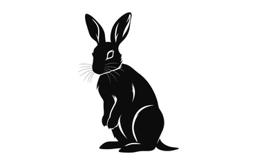 Wall Mural - Rabbit vector black silhouette isolated on a white background