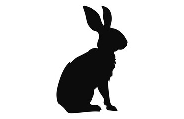 Wall Mural - Rabbit vector black silhouette isolated on a white background