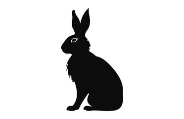 Wall Mural - Rabbit vector black silhouette isolated on a white background