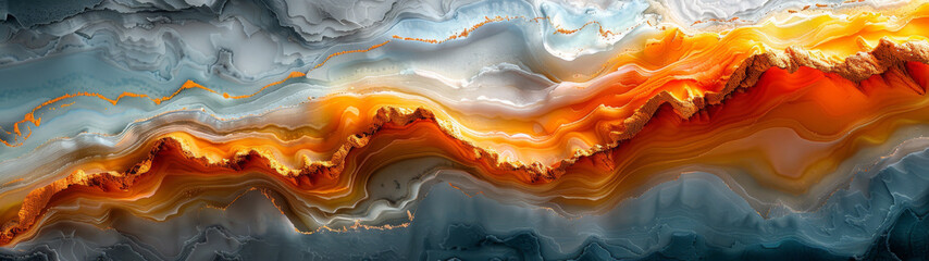 Wall Mural - Vibrant Abstract Painting in Orange and Blue