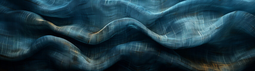 Wall Mural - Abstract Painting of Blue Waves on a Black Background