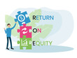 ROE - return on equity business concept background. vector illustration concept with keywords and icons. lettering illustration with icons for web banner, flyer, landing page