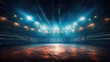 Empty Boxing Ring Under Arena Spotlight