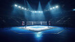 Professional Boxing Ring in Illuminated Arena
