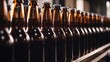 Brown Beer Bottles on Brewery Production Line