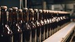 Brown Beer Bottles on Brewery Assembly Line