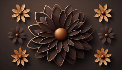 Poster - Beautiful Flowers in Dark Brown: An Abstract Vector Art