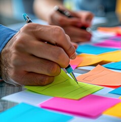 Poster - close-up of Business team brainstorming in a modern office
