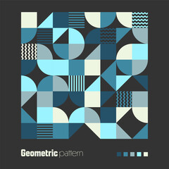 Wall Mural - Geometric trendy pattern. Modern colorful background with simple elements. Retro texture with basic geometric shapes. Print design, minimalist poster cover. Vector illustration