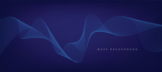 Abstract modern blue gradient banner with wavy lines