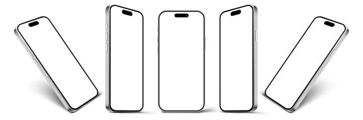 Wall Mural - smartphone mockup different perspectives. phone template presentations and digital marketing. realis