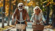 Elderly Couple Enjoying Bike Ride Together