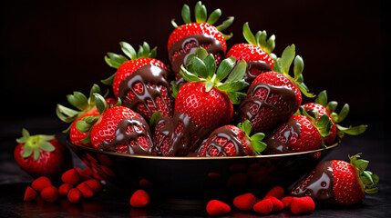 Poster - a bowl of strawberries covered in chocolate