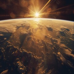 Wall Mural - A Sunset View From the Space Focusing on the Golden Hour