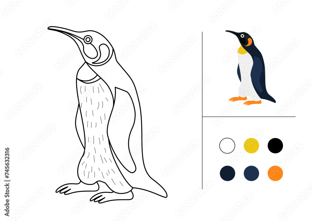 Penguin for coloring book. Line art design for kids coloring page ...
