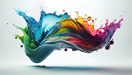 Wall Mural - Rainbow water splash. AI render