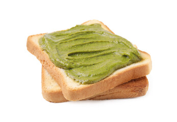 Sticker - Toasts with tasty pistachio cream isolated on white