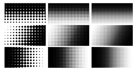 Wall Mural - Halftone dots pattern set. dotted geometric pattern background. Vector illustration