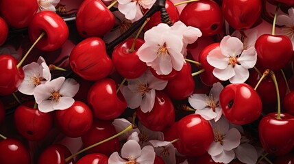 Poster - Generative AI Red Cherry Pattern