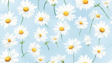 Aufkleber - Generative AI Simple aquarelle daisies pattern