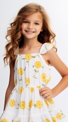 Poster - Stock image of a girl wearing a summer dress against a white background Generative AI