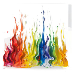 Wall Mural - colorful paint looks like burning flames, transparent background, PNG file