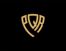 PQR Creative Letter Shield Logo Design Vector Icon Illustration