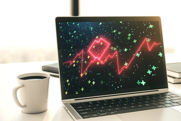Poster - Creative abstract heart pulse hologram on modern computer monitor, online medical consulting concept. 3D Rendering