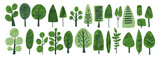 Fototapeta Natura - Green simple bush tree textured flat vector illustration. Set of garden green shrubbery plant isolated on white background. Naive eco element, foliage silhouette, stylized ecology decorative object
