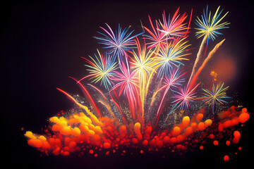 Wall Mural - Colored festive fireworks. _ai_generated.