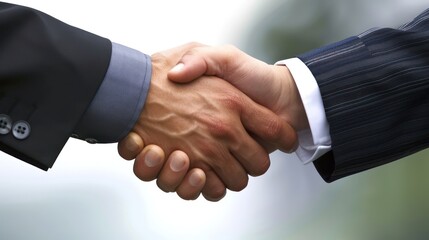 Wall Mural - Two hands of businessmen shaking hands, symbolizing successful negotiations for a business merger and acquisition, showcasing teamwork
