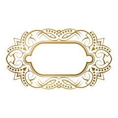 Poster - Golden vintage frame with floral ornaments for title. Good for romantic card decoration, label template or cover design.