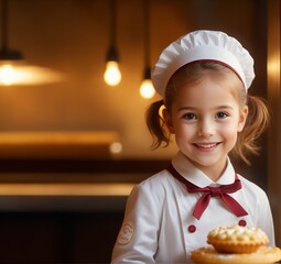 Little child chef with cake