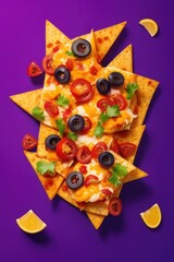 Wall Mural - nachos with black beans and tomatoes