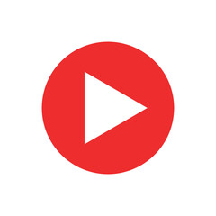 red play video or play media flat icon for apps and websites.