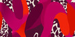 Bold dynamic abstract shapes silhouette and leopard skin pattern. Juicy unique contemporary print. Fashionable template for design.