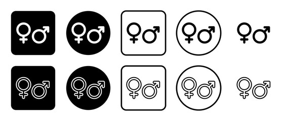 Poster - Icon set of gender symbol. Filled, outline, black and white icons set, flat style.  Vector illustration on white background