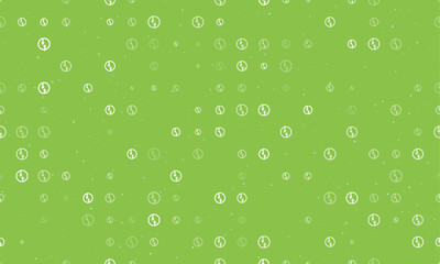 Poster - Seamless background pattern of evenly spaced white advantage of oncoming traffic signs of different sizes and opacity. Vector illustration on light green background with stars