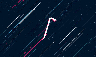 Poster - Large white crowbar symbol framed in red in the center. The effect of flying through the stars. Vector illustration on a dark blue background with stars and slanted lines