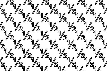 Poster - Seamless pattern completely filled with outlines of half fraction symbols. Elements are evenly spaced. Vector illustration on white background