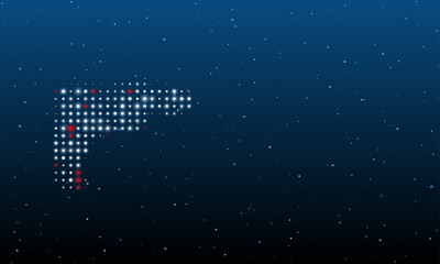 Poster - On the left is the electric drill symbol filled with white dots. Background pattern from dots and circles of different shades. Vector illustration on blue background with stars